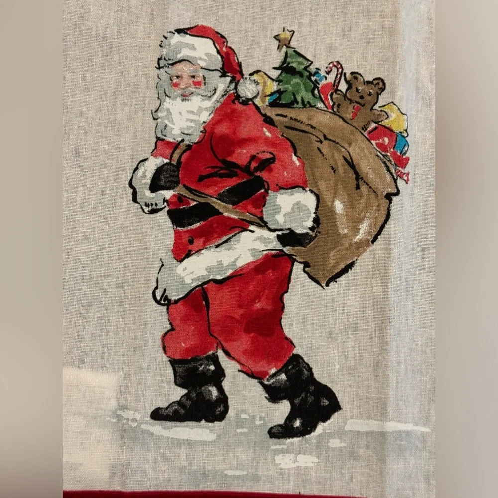 Rare Pottery Barn Santa Claus Christmas Tea Towel